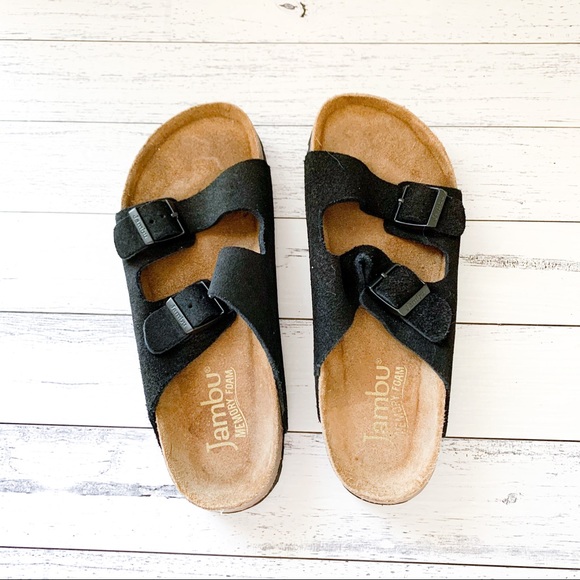 Jambu | Black Double Buckle Sandals